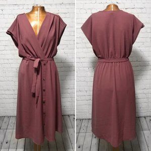 Belted Crepe Midi Dress